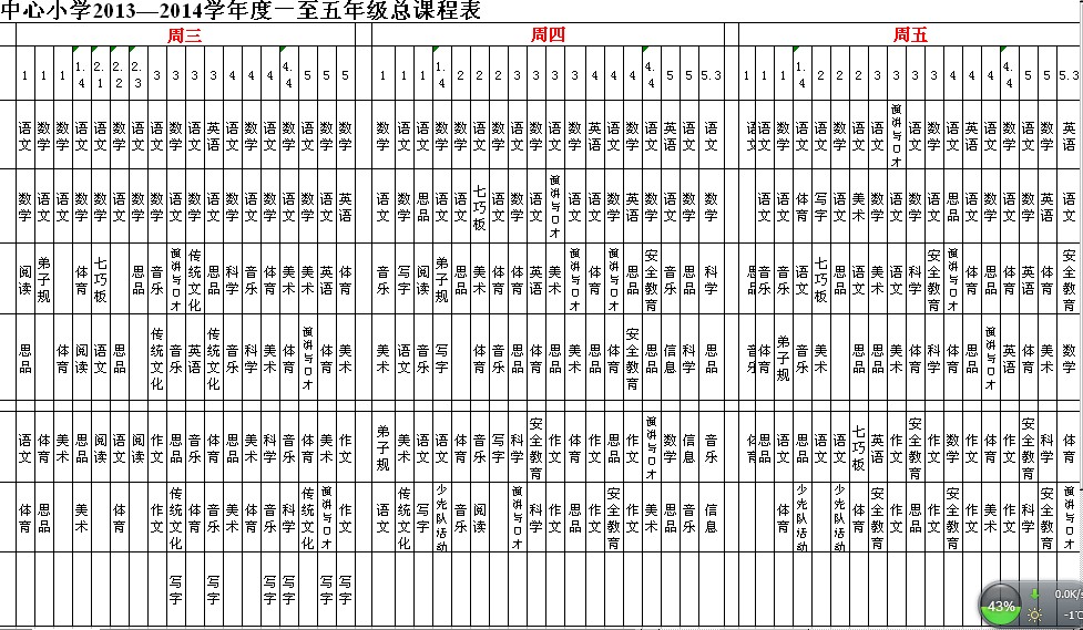 淄博市临淄区朱台镇中心小学课程表图片