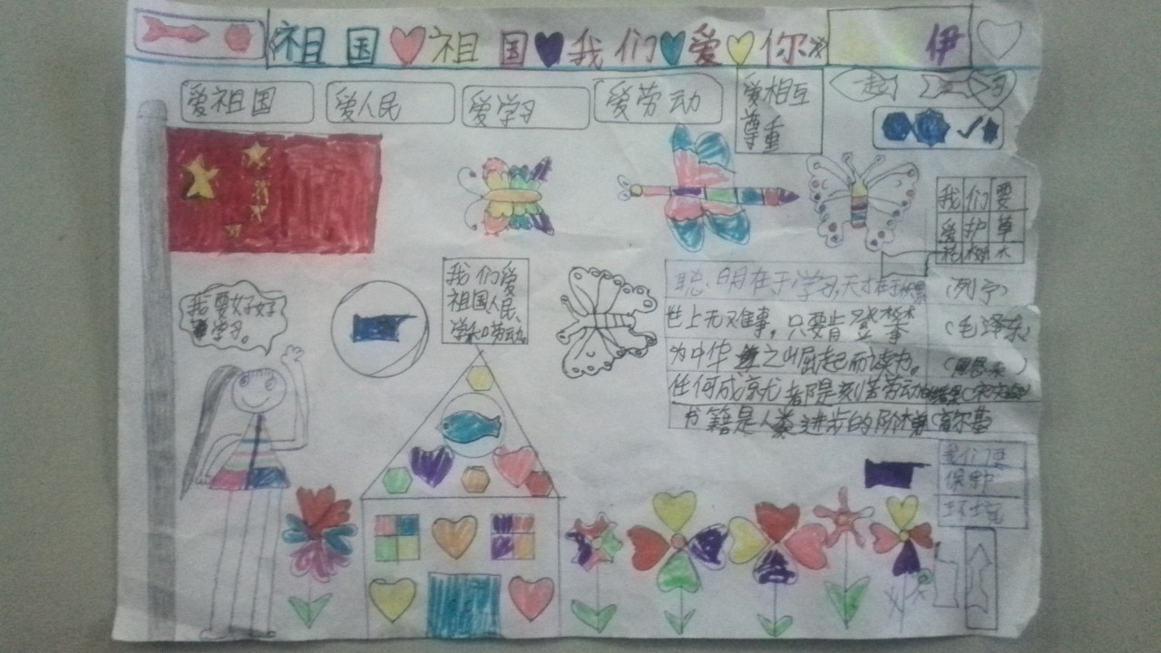 "祖国祖国我们爱你"手抄报 - 美丽中国,红领巾社会图片